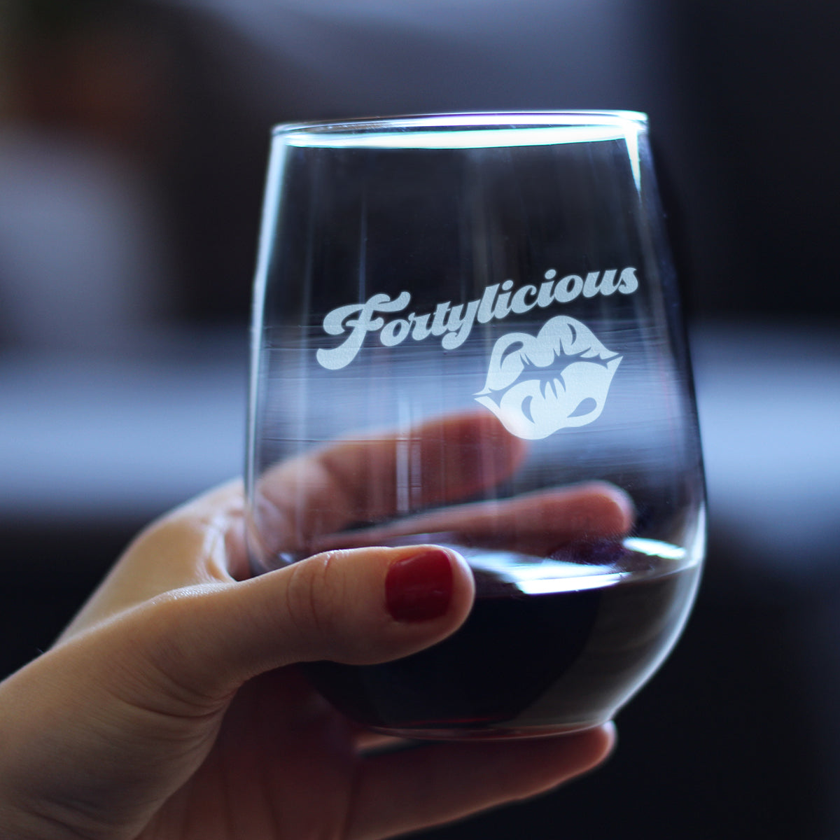 Fortylicious - Stemless Wine Glass Gift - Funny 40th Birthday Gifts for Women Turning 40 - Large 17 Ounce