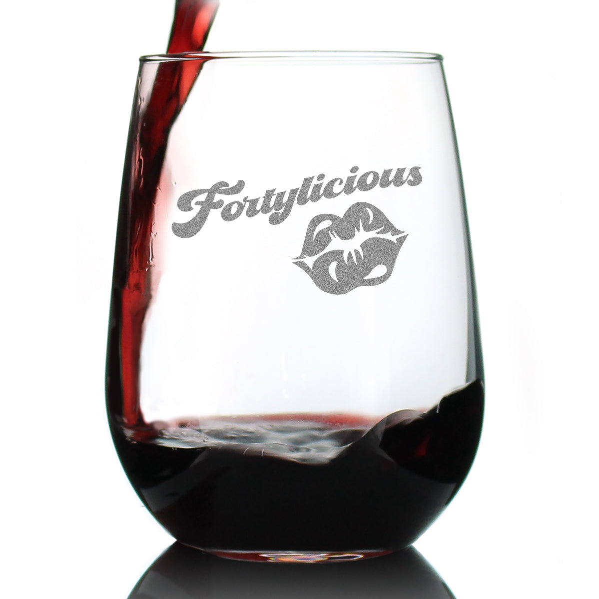 Fortylicious - Stemless Wine Glass Gift - Funny 40th Birthday Gifts for Women Turning 40 - Large 17 Ounce