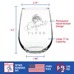 Frequent Flyer Engraved Stemless Wine Glass Gifts for Fly Fishers Large Wine Glasses - 17 oz