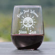 Girls Just Wanna Have Sun - Stemless Wine Glass - Funny Beach Themed Gifts for Women - Large 17 Ounce Glasses