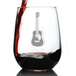 Acoustic Guitar - Stemless Wine Glass - Fun Musician Gifts and Musical Accessories for Women and Men - Large 17 Oz Glasses