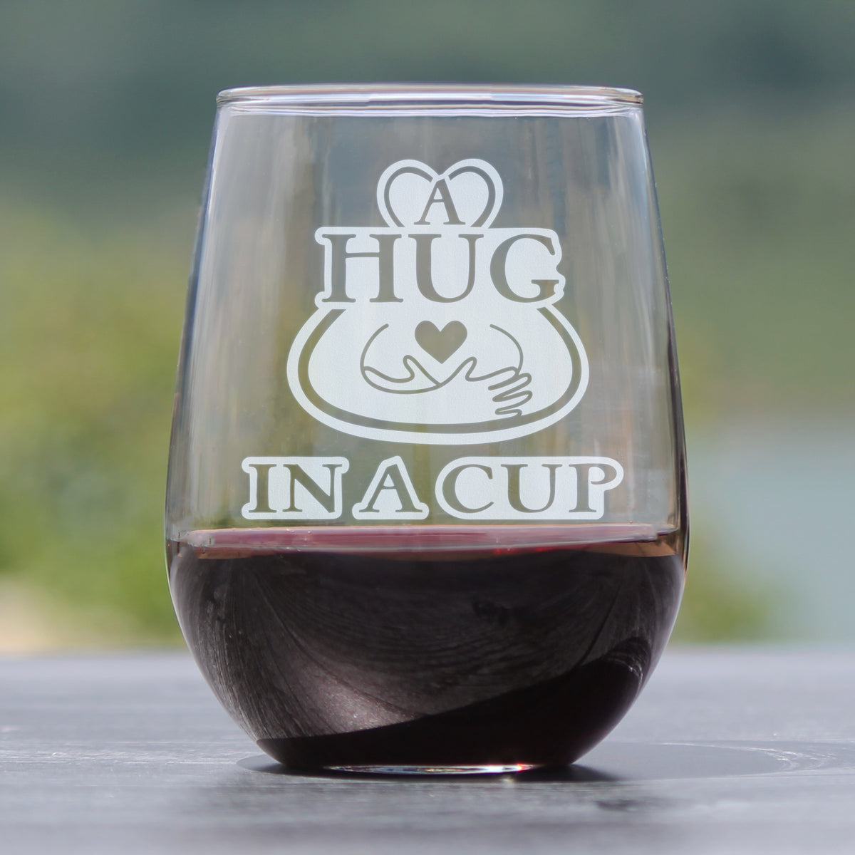 Hug in a Cup - Stemless Wine Glass Gift - Sympathy Gifts for Comfort and Encouragement - Large 17 Ounce