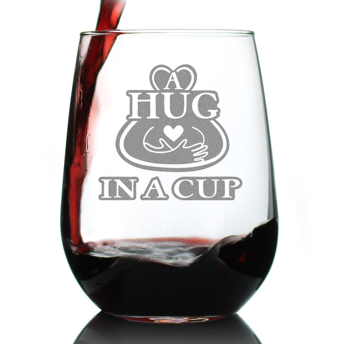 Hug in a Cup - Stemless Wine Glass Gift - Sympathy Gifts for Comfort and Encouragement - Large 17 Ounce