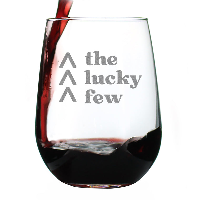 Lucky Few - Engraved Stemless Wine Glass Down Syndrome Awareness Gifts for Adults Large Wine Glasses - 17 oz