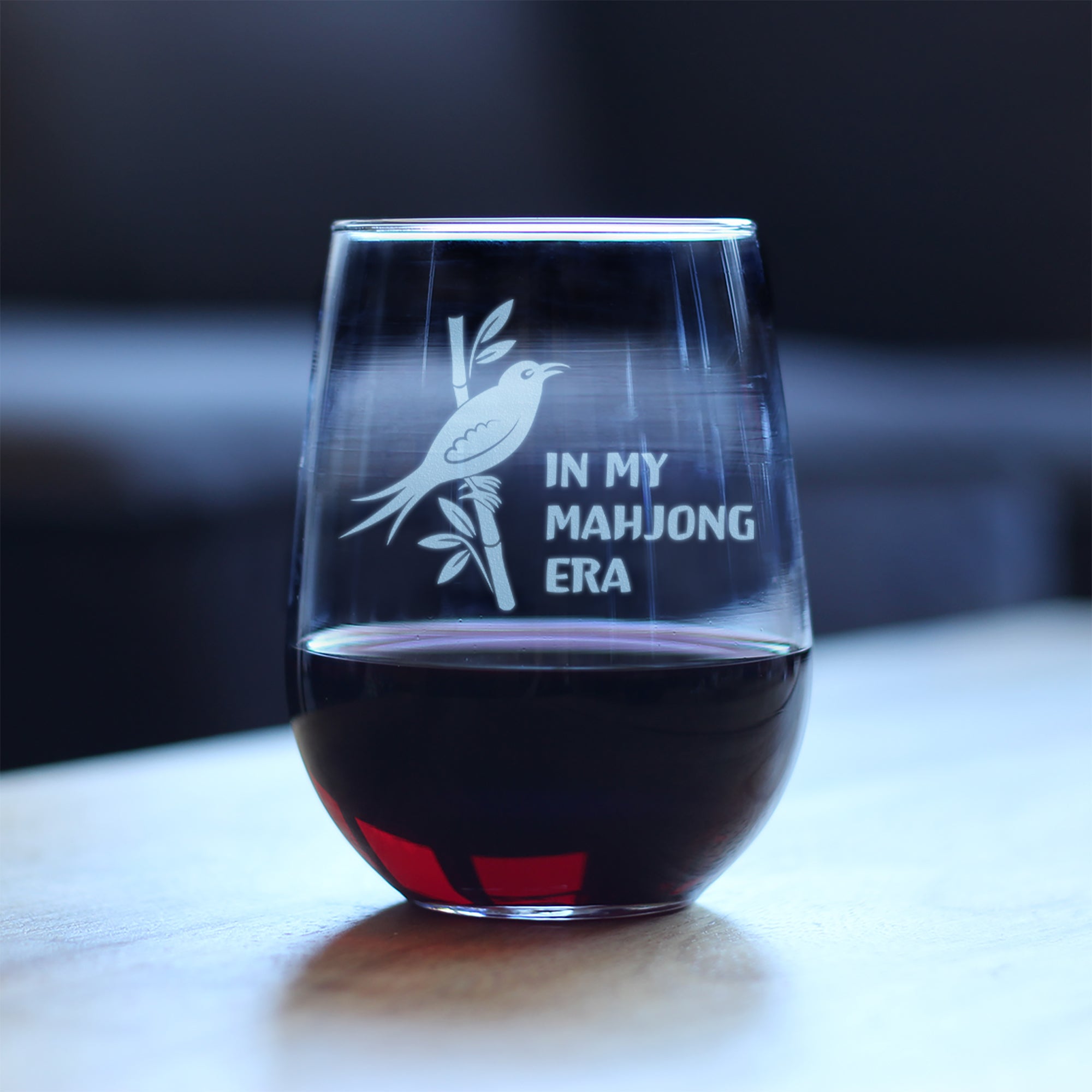 Mahjong Era - Engraved Stemless Wine Glass - 17 oz & 15 oz