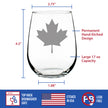 Canada Maple Leaf Stemless Wine Glass - Canadian Flag Gifts and Decor for Women and Men - Large 17 Oz Glasses