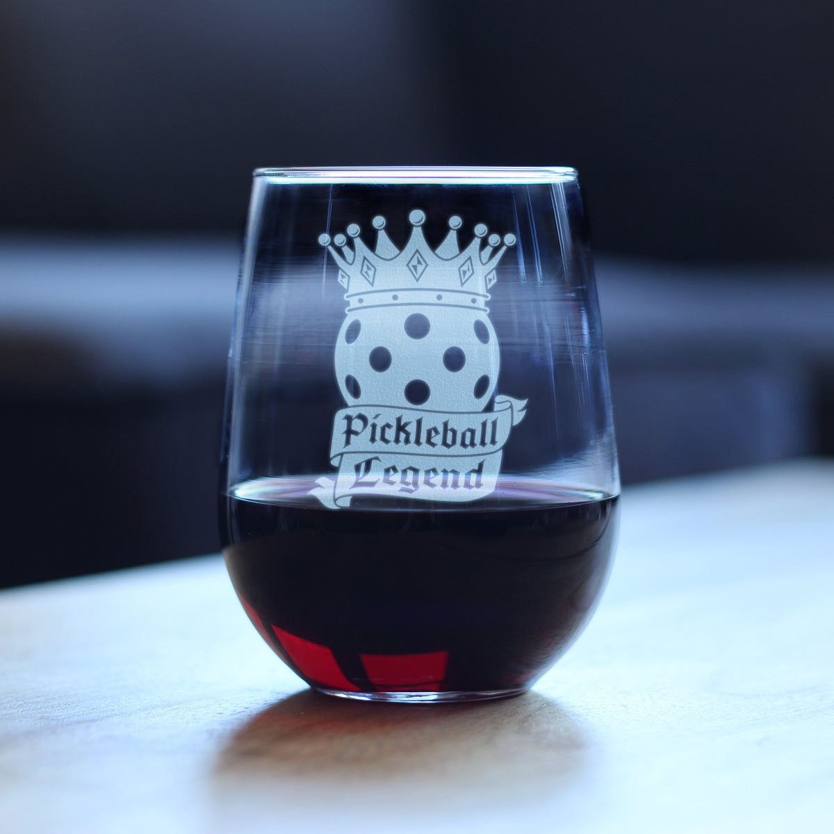 Pickleball Legend Engraved Stemless Wine Glass Gifts for Picklers Large Wine Glasses - 17 oz