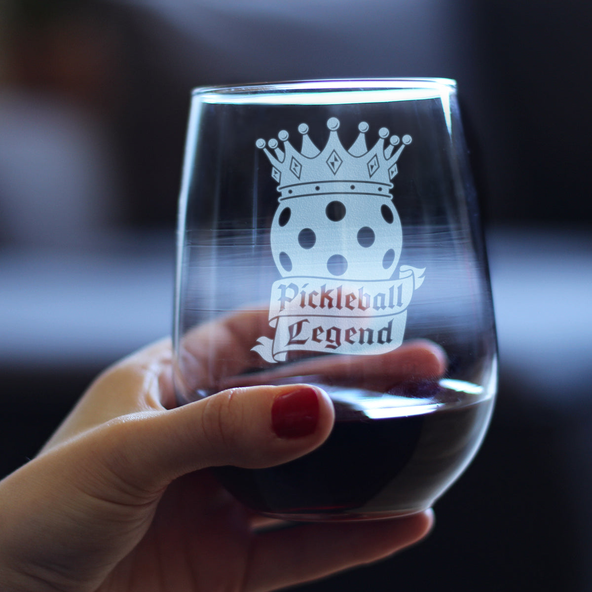 Pickleball Legend Engraved Stemless Wine Glass Gifts for Picklers Large Wine Glasses - 17 oz
