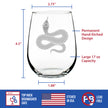 Snake Engraved Stemless Wine Glass Reptile Decor and Gifts for Snake Lovers Large Wine Glasses - 17 oz