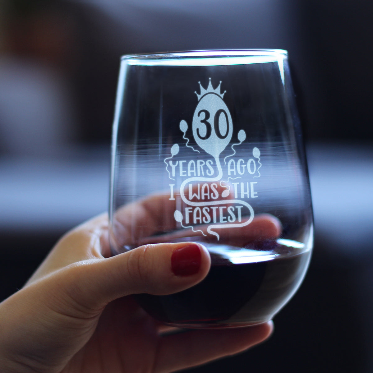 30 Years Ago I Was the Fastest - Stemless Wine Glass Gift - Funny 30th Birthday Gifts for Women and Men Turning 30 - Large 17 Ounce