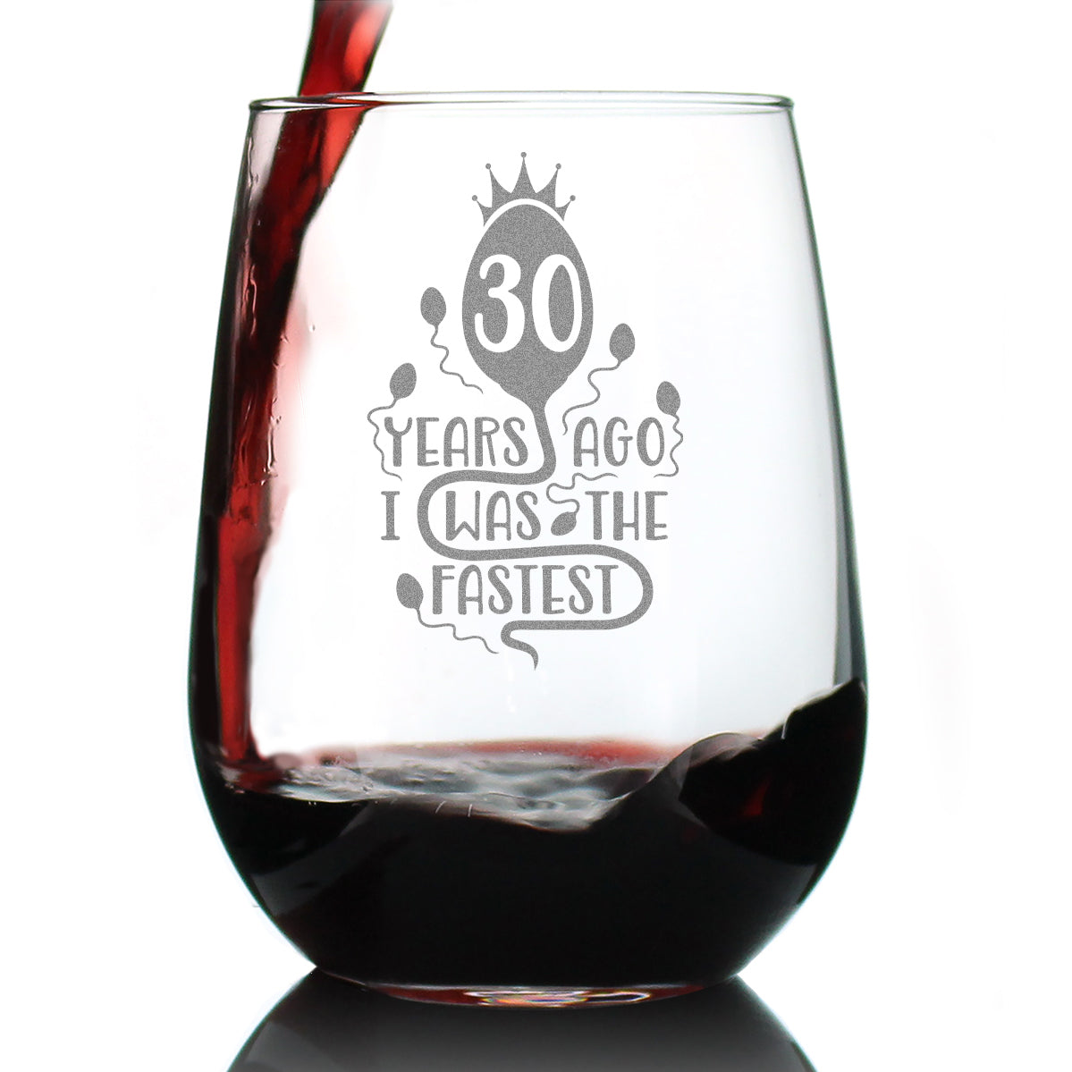 30 Years Ago I Was the Fastest - Stemless Wine Glass Gift - Funny 30th Birthday Gifts for Women and Men Turning 30 - Large 17 Ounce