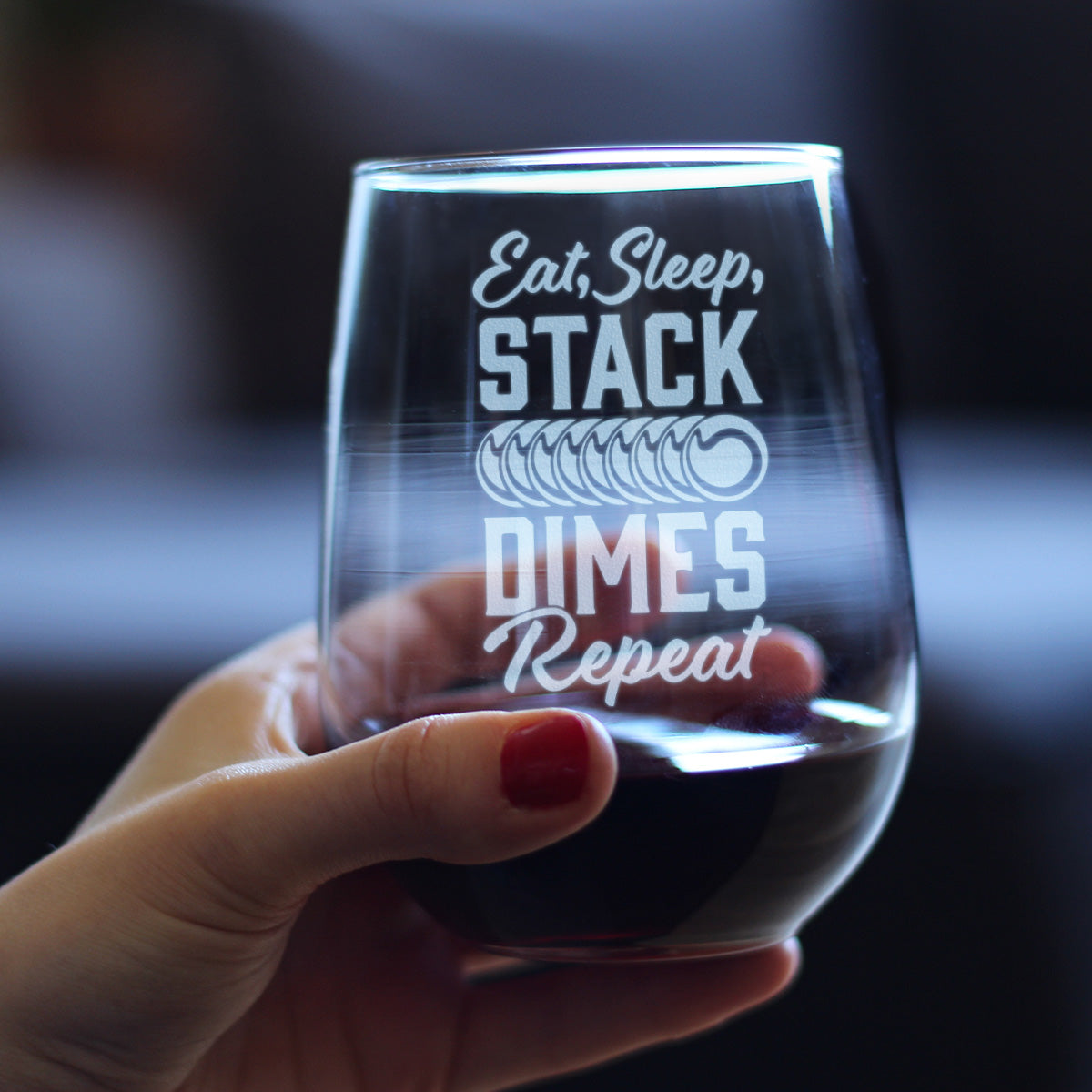 Stack Dimes - Stemless Wine Glass - Unique Gifts for Welders - Large 17 Ounce Glasses