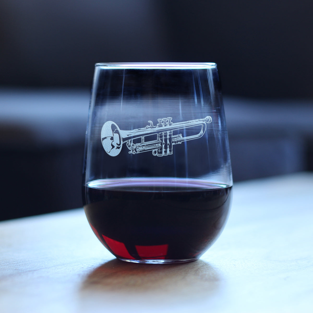 Trumpet Stemless Wine Glass - Music Gifts for Trumpet Players, Teachers and Musical Accessories for Musicians that Play Trumpets - Large 17 Oz Glasses