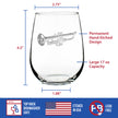 Trumpet Stemless Wine Glass - Music Gifts for Trumpet Players, Teachers and Musical Accessories for Musicians that Play Trumpets - Large 17 Oz Glasses