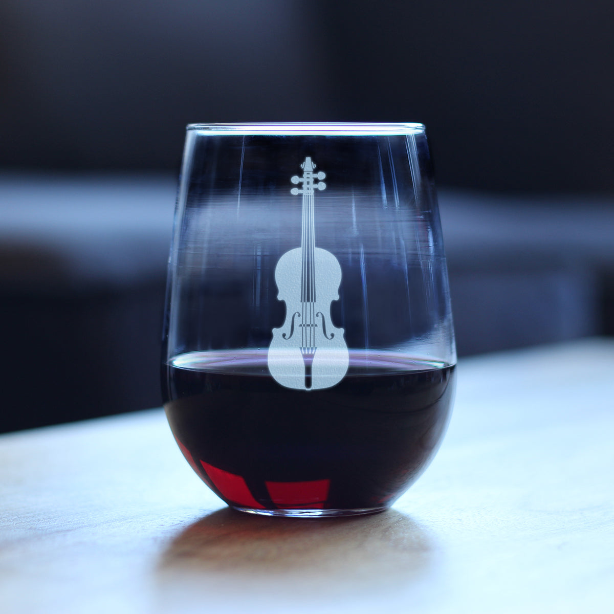 Violin - Stemless Wine Glass - Orchestra Gifts for Violinists - Large 17 Ounce Glasses