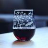 Chinoiserie Mural Pattern Engraved Stemless Wine Glass - Full Wrap - Multi-Layer Engraving - 17 oz & 15 oz