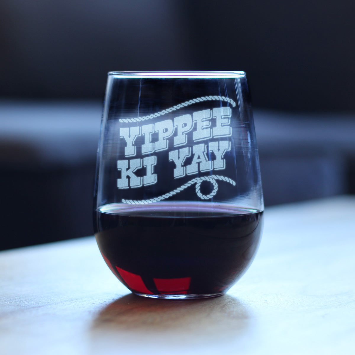 Yippee Ki Yay Engraved Stemless Wine Glass Gifts Country Western Home Decor Large Wine Glasses - 17 oz