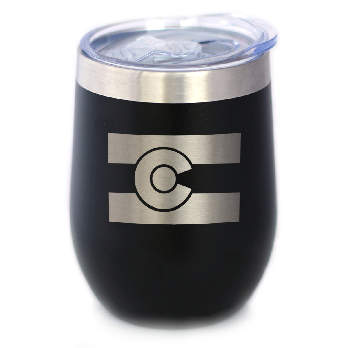 Colorado Flag - Wine Tumbler with Sliding Lid - Stemless Stainless Steel Insulated Cup - Cute Outdoor Camping Mug