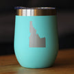 Idaho State Outline - Wine Tumbler Glass with Sliding Lid - Stainless Steel Travel Mug - Idaho Gifts for Women and Men