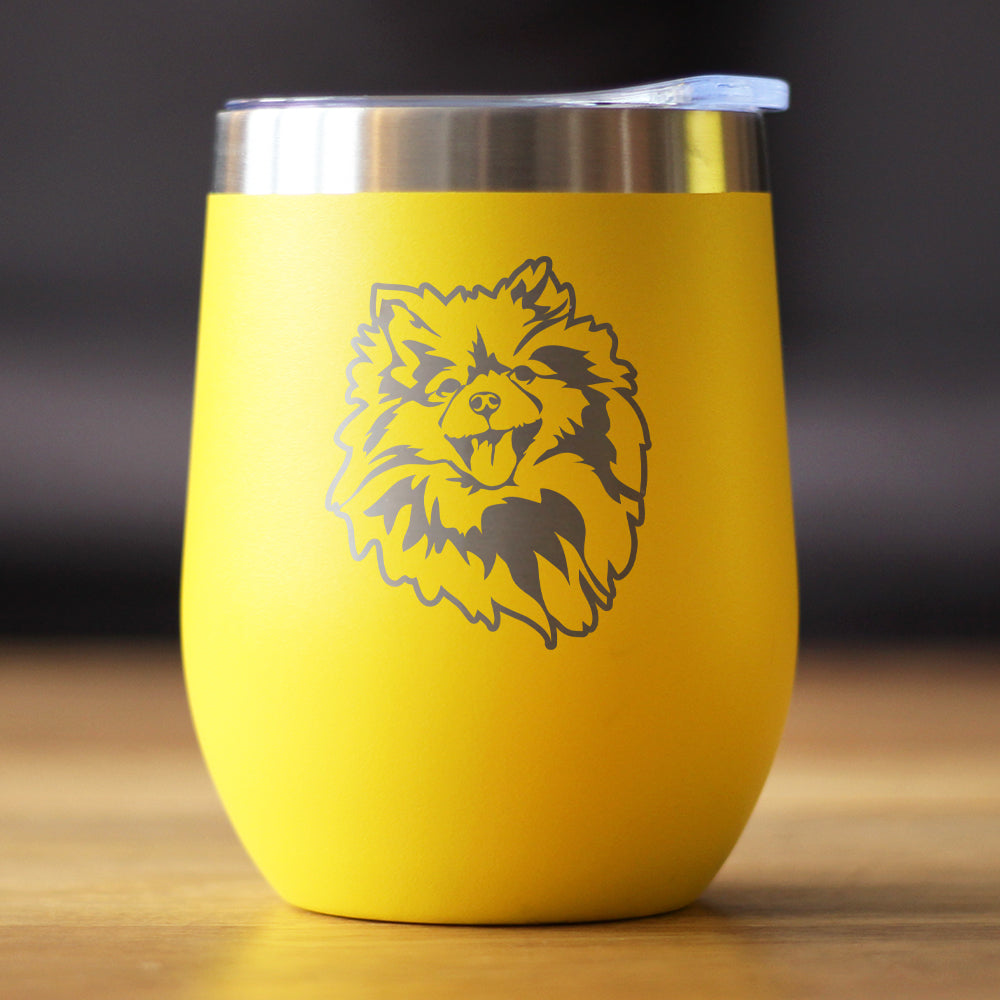 Pomeranian Face - Wine Tumbler