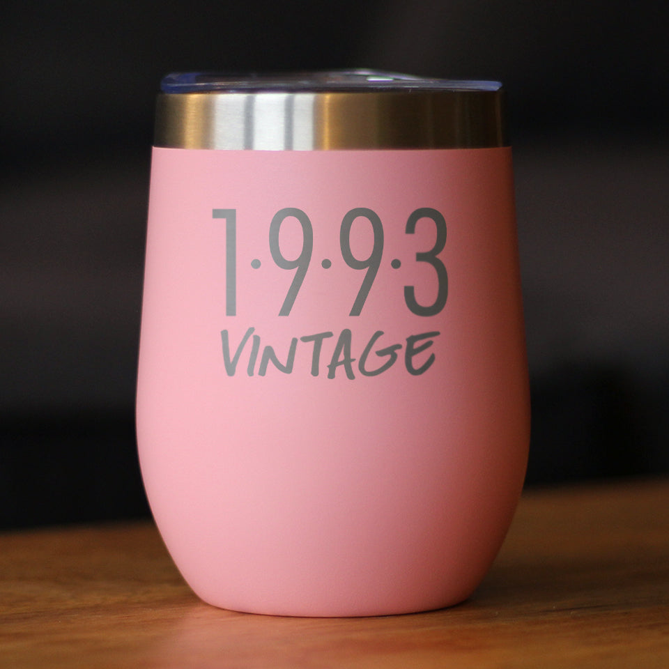 Vintage 1993 - Insulated Wine Tumbler - 33rd Birthday Wine Glass Gifts for Women & Men Turning 33