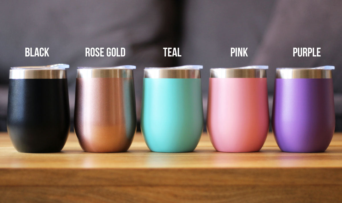 Rose Gold Wine Tumbler - Insulated Stainless Steel Tumbler with Lid (12oz)