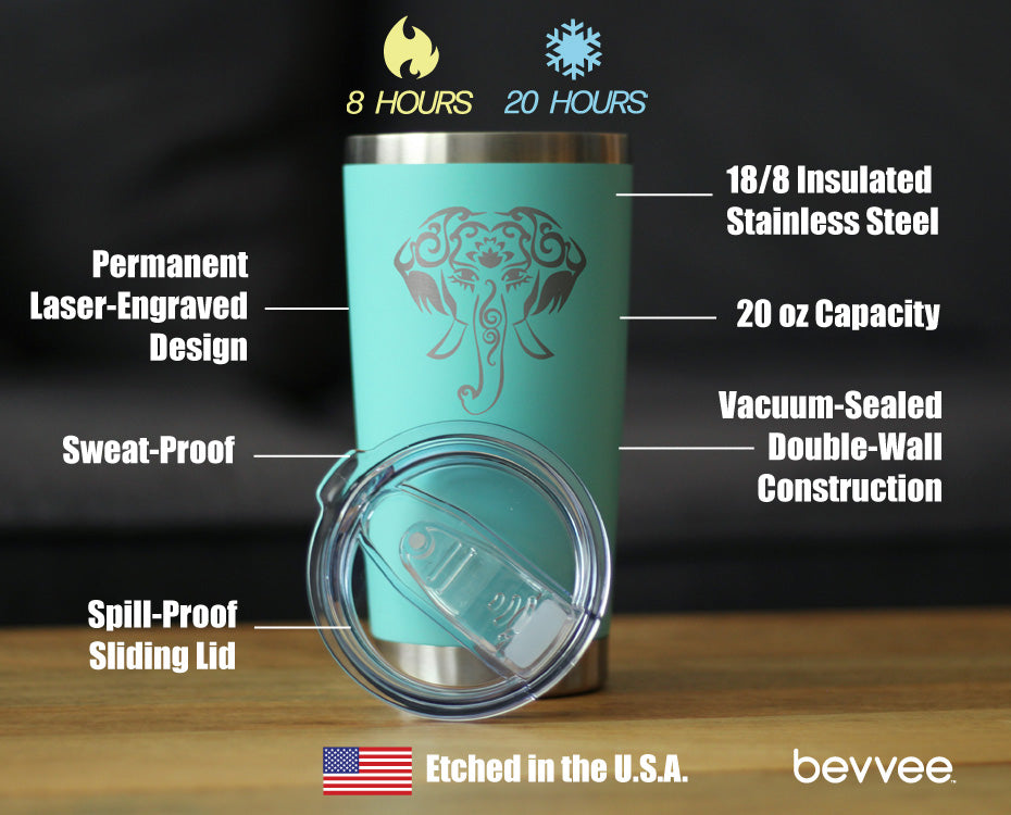 Elephant Boho - 20 oz Coffee Tumbler