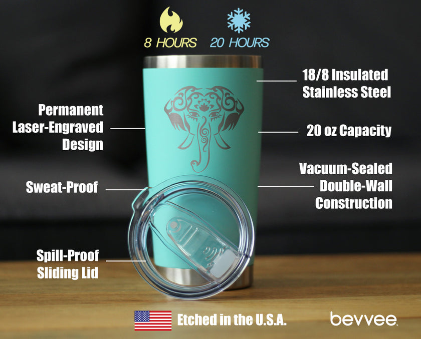Elephant Boho - 20 oz Coffee Tumbler