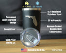 Florida State Outline - Insulated Coffee Tumbler Cup with Sliding Lid - Stainless Steel Coffee Mug - State Themed Outdoor Camping Gifts For Floridians