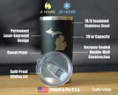 Michigan State Outline - Insulated Coffee Tumbler Cup with Sliding Lid - Stainless Steel Travel Mug - Michigan Gifts and Decor for Women and Men