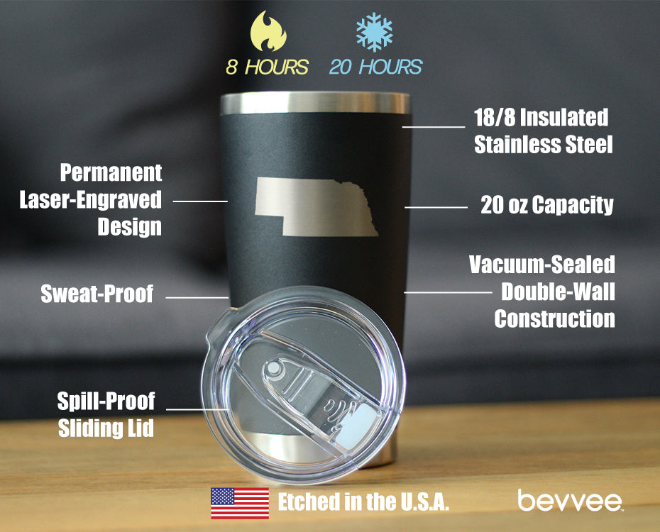 Nebraska State Outline - 20 oz Coffee Tumbler