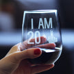 20 + 1 Middle Finger - 21st Birthday Stemless Wine Glass for Women & Men - Cute Funny Bday Glasses for Friends Turning 21