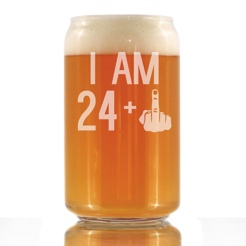24 + 1 Middle Finger - 16 Ounce Beer Can Pint Glass