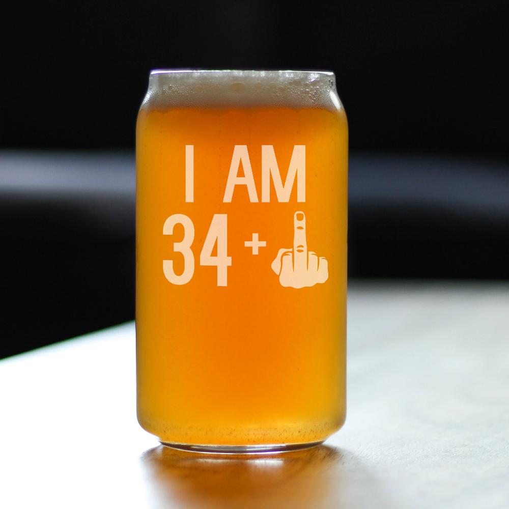 34 + 1 Middle Finger - 16 Ounce Beer Can Pint Glass