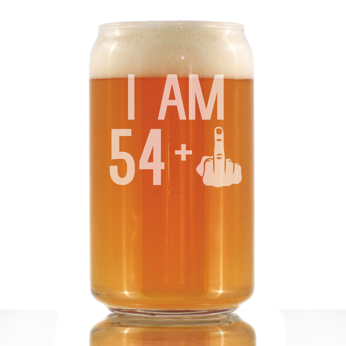 54 + 1 Middle Finger - 16 Ounce Beer Can Pint Glass