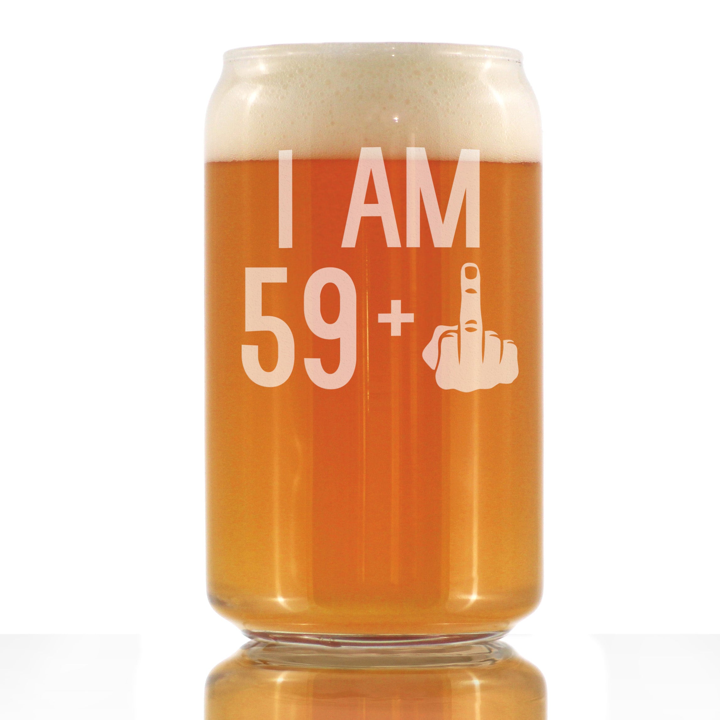 59 + 1 Middle Finger - 16 oz Beer Can Pint Glass - Funny 60th Birthday Gifts for Men or Women Turning 60