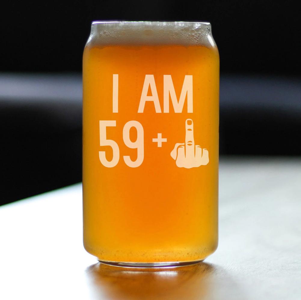 59 + 1 Middle Finger - 16 oz Beer Can Pint Glass - Funny 60th Birthday Gifts for Men or Women Turning 60