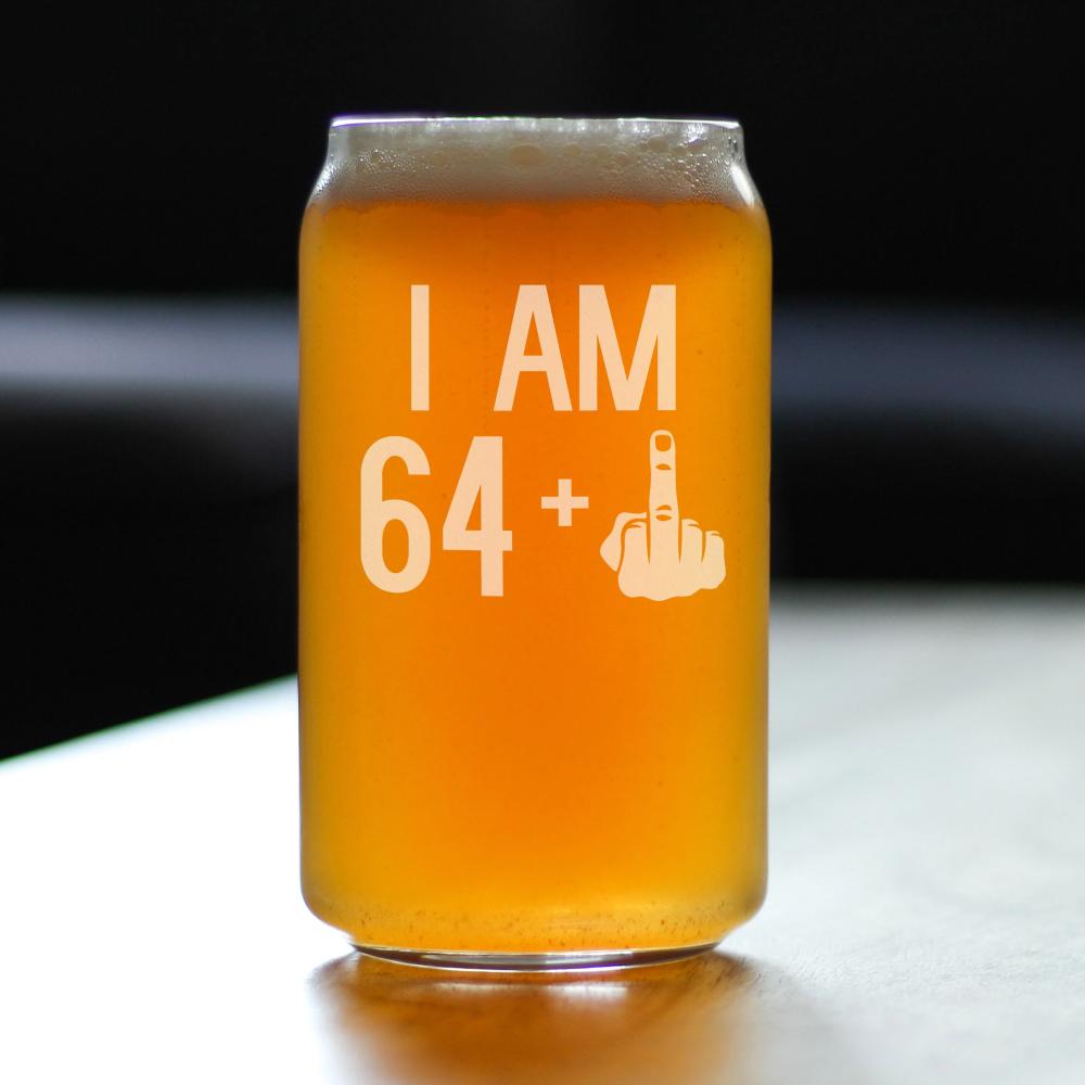 64 + 1 Middle Finger - 16 Ounce Beer Can Pint Glass