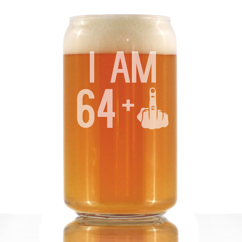 64 + 1 Middle Finger - 16 Ounce Beer Can Pint Glass