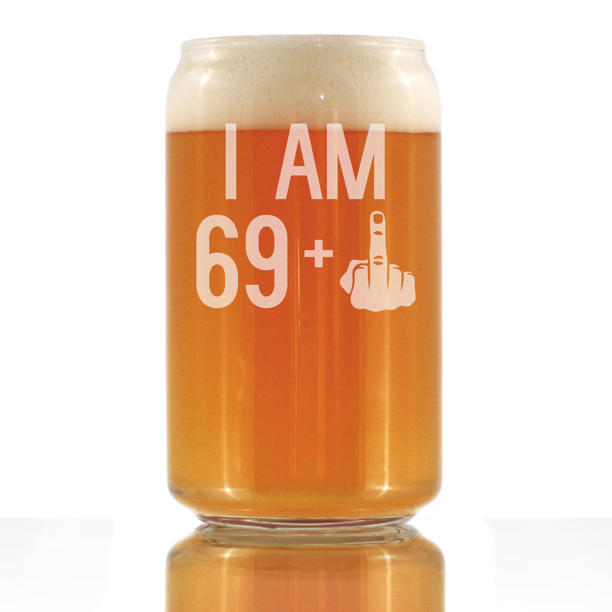69 + 1 Middle Finger - 16 Ounce Beer Can Pint Glass