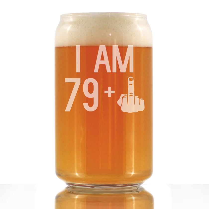 79 + 1 Middle Finger - 16 oz Beer Can Pint Glass - Funny 80th Birthday Gifts for Men or Women Turning 80