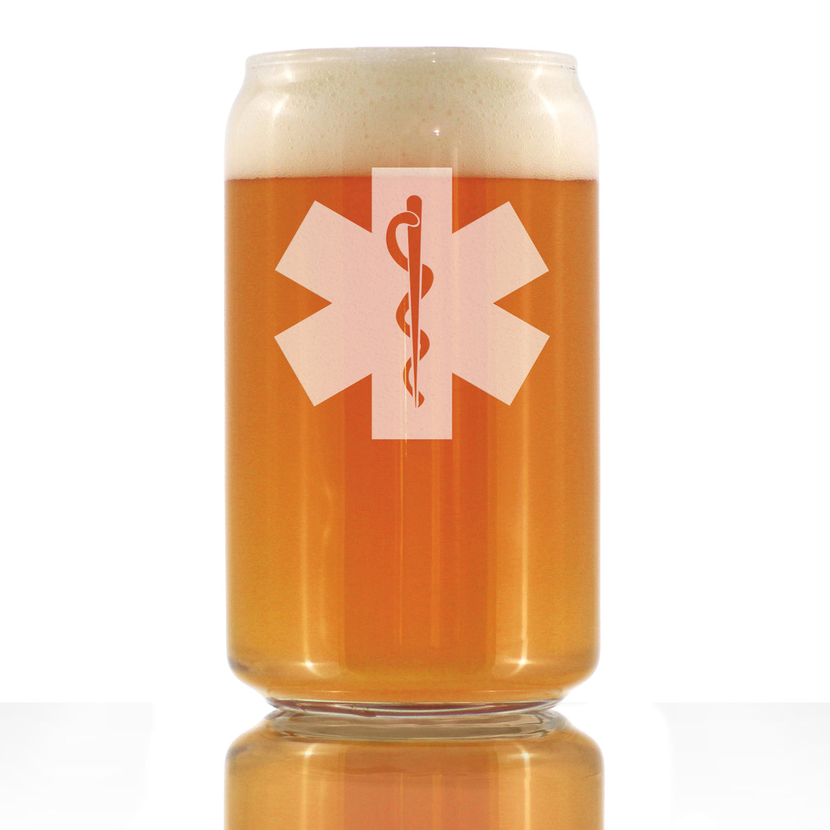 EMT Star of Life Beer Can Glass, EMS Themed Gifts for Paramedics and EMTs, 16 Oz Glasses
