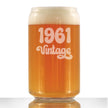 Vintage 1961 - Beer Can Pint Glass - 65th Birthday Gifts for Men or Women Turning 65 - Fun Bday Party Decor - 16 oz