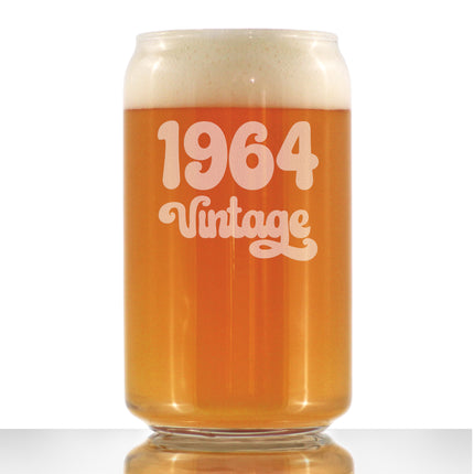 Vintage 1964 - Beer Can Pint Glass - 62nd Birthday Gifts for Men or Women Turning 62 - Fun Bday Party Decor - 16 oz