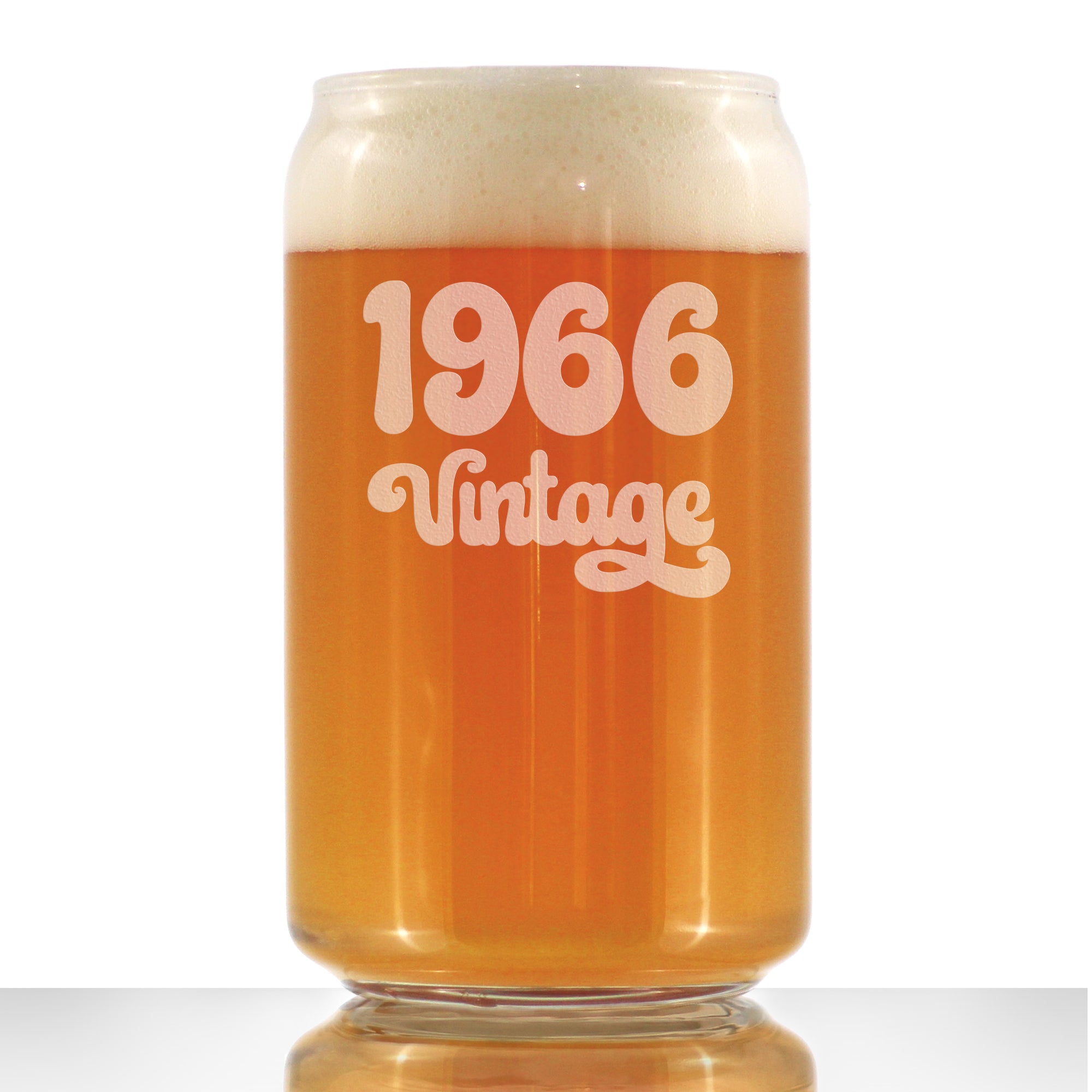 Vintage 1966 - Beer Can Pint Glass - 60th Birthday Gifts for Men or Women Turning 60 - Fun Bday Party Decor - 16 oz