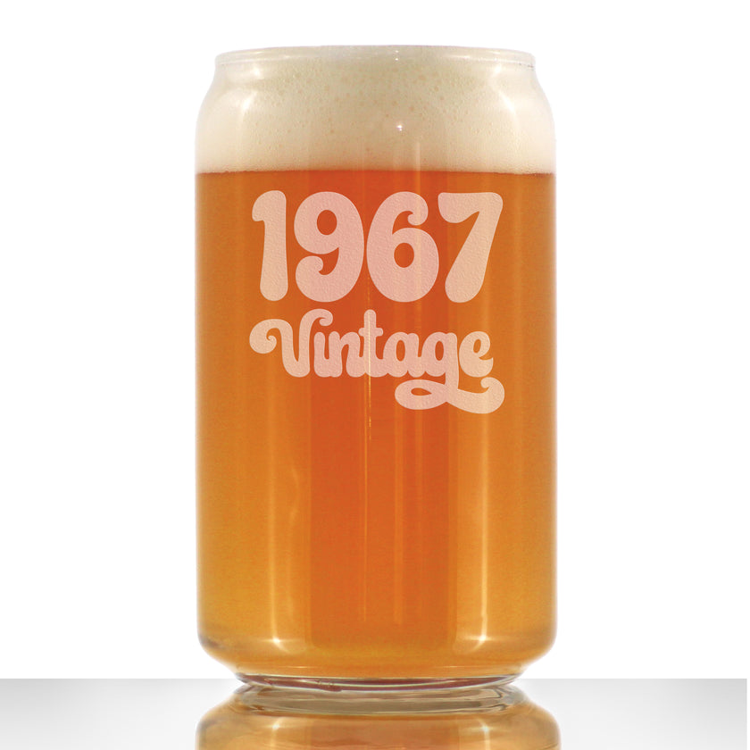 Vintage 1967 - Beer Can Pint Glass - 59th Birthday Gifts for Men or Women Turning 59 - Fun Bday Party Decor - 16 oz