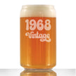 Vintage 1968 - Beer Can Pint Glass - 58th Birthday Gifts for Men or Women Turning 58 - Fun Bday Party Decor - 16 oz