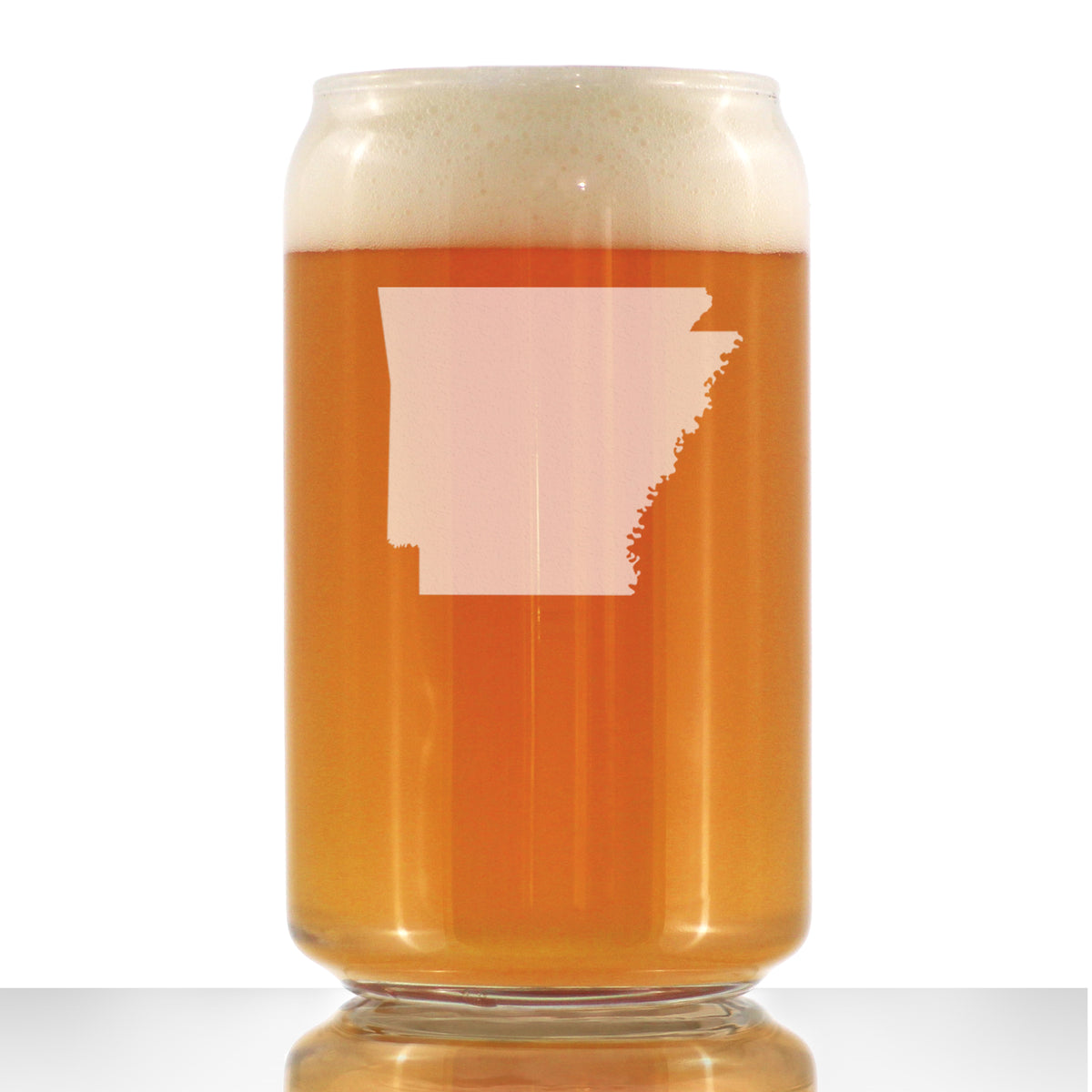 Arkansas State Outline Beer Can Pint Glass - State Themed Drinking Decor and Gifts for Arkansans &amp; Arkansawyer Women &amp; Men - 16 Oz Glasses