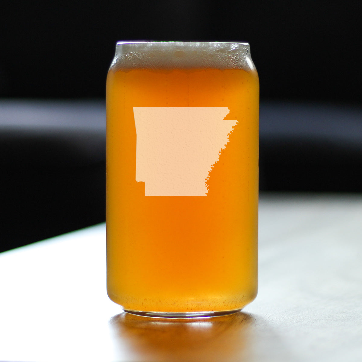 Arkansas State Outline Beer Can Pint Glass - State Themed Drinking Decor and Gifts for Arkansans &amp; Arkansawyer Women &amp; Men - 16 Oz Glasses