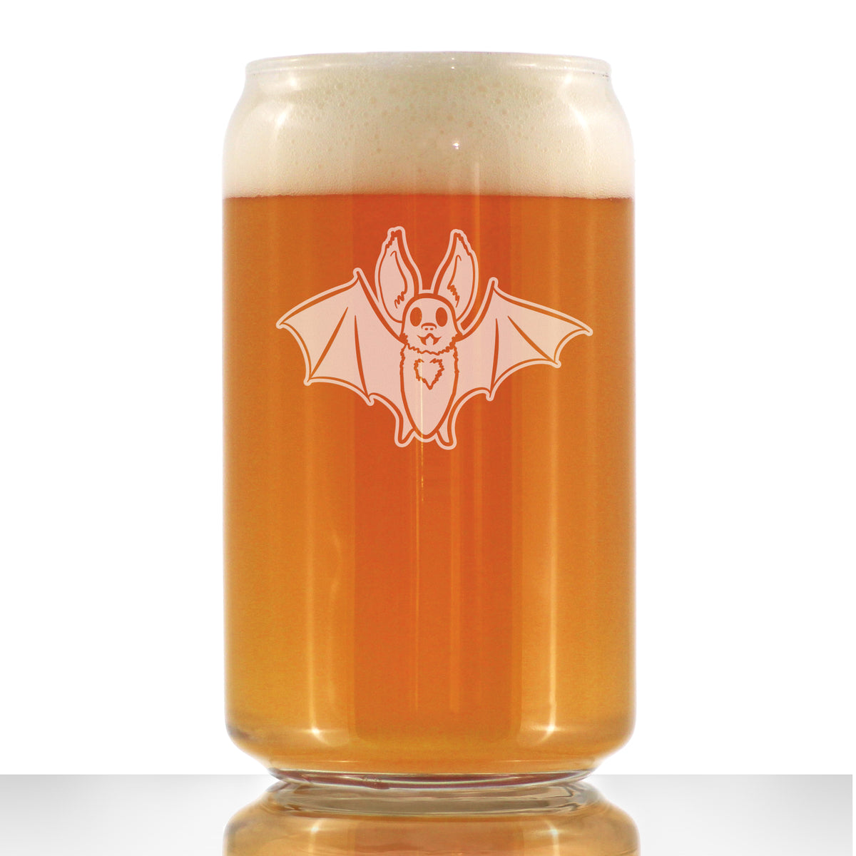 Bat Beer Can Pint Glass - Funny Cute Bat Gifts - Spooky Fun Halloween Decor with Bats - 16 oz Glasses